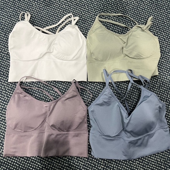 EVERCUTE Cross Back Sport Bras Padded Strappy Criss Cross Cropped Bras - Picture 2 of 3